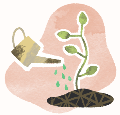 Illustration : A watering can watering a plant